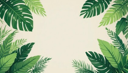 Elegant palm tree frame with lush green leaves, perfect for summer or holiday season designs