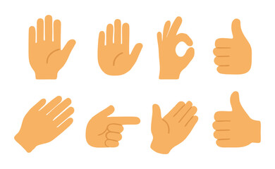 Fototapeta premium Set of Cartoon Hand Gesture Icons on Light Background