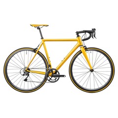 Fototapeta premium Bright yellow road bicycle with black handlebars and wheels