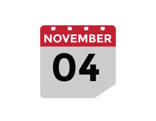 Obraz premium 4 November, calendar date icon. 4 November Calendar Date for Deadlines or Appointment. Day, month. vector illustration. 