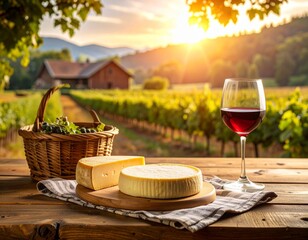 Fototapeta premium Rustic Argentine Cheese and Wine Scene