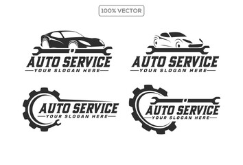 Vector logo of car parts, auto repair template design illustration