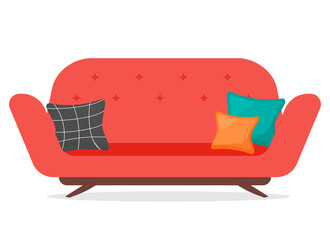 red sofa isolated on white background