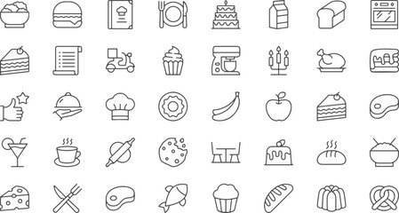 Food and Grocery Icon Set – Grocery, Apple, Milk, Food, Target, Cart, Cupcake, Drink, Nutrition, Organic, Eat, Kitchen, Fresh, Basket, Snack, Shopping, Icon