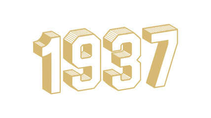 1937 Vintage Year Number Design.