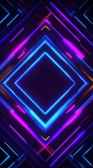 Fototapeta premium Vibrant photo of neon gaming geometric abstract glowing cyberpunk style banner for advertising and promotion background wallpaper AI generated image.