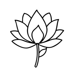 Single line drawing of a simple lotus flower