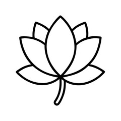 Single line drawing of a simple lotus flower
