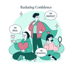 Psychology Of Self Acceptance. Flat Vector Illustration