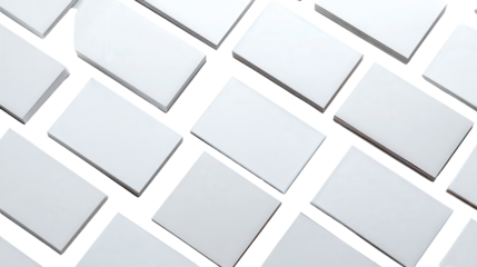 Flat Lay of Business Cards: A flat lay of business cards arranged neatly, isolated on a Transparent background, PNG file.