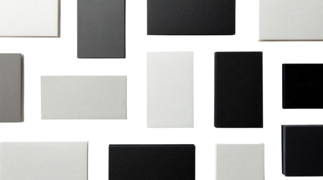 Flat Lay of Business Cards: A flat lay of business cards arranged neatly, isolated on a Transparent background, PNG file.