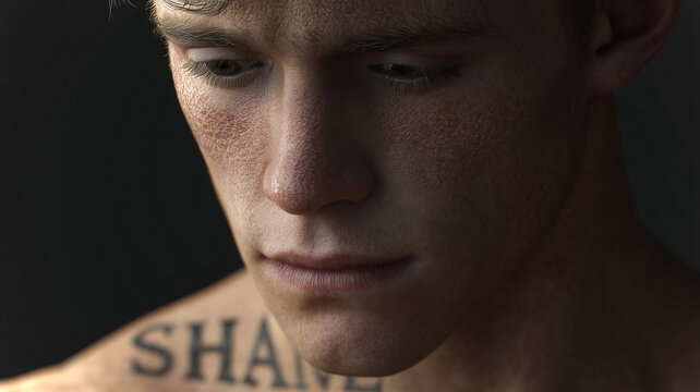 This person experiences deep shame and guilt, highlighted by soft lighting.