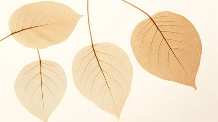 Delicate translucent leaf skeletons reveal intricate natural patterns on a soft background.