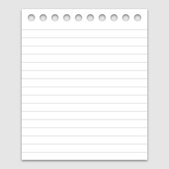 Blank lined sheet template for notebook.