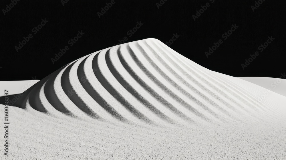 Fototapete monochrome digital rendering of conical sand dune structure with grooved pattern