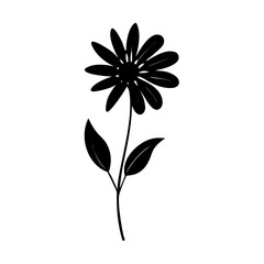 Black flower vector illustration floral design element isolated botanical art print simple flower drawing