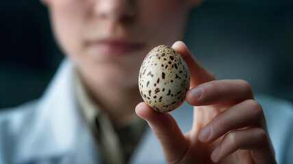 This researcher examines a fossilized egg, seeking ways to revive extinct animals like the dodo.