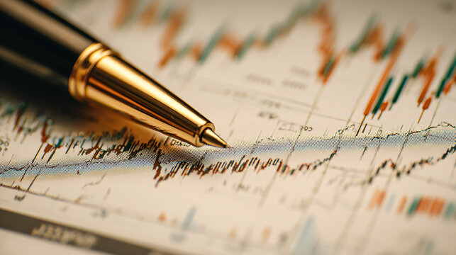 Close-up Pen on Financial Chart Showing Market Trends