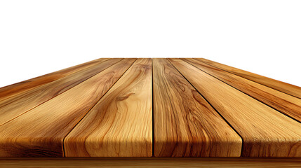 Wooden table surface isolated on transparent background