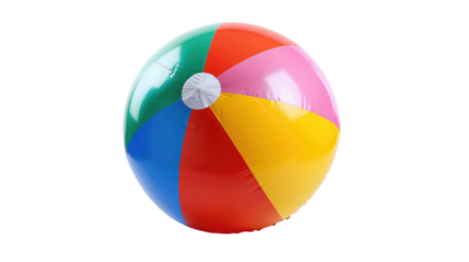 Brightly colored beach ball floating on transparent background for summer fun activities