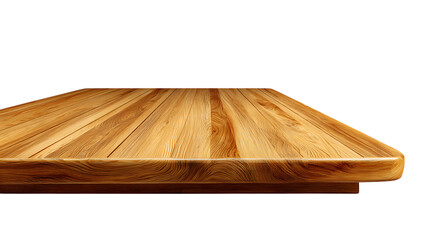 Butcher block countertop edge isolated on transparent background
