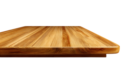 Butcher block countertop edge isolated on transparent background