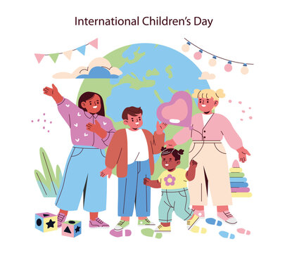 Diverse Group Celebrating International Children's Day