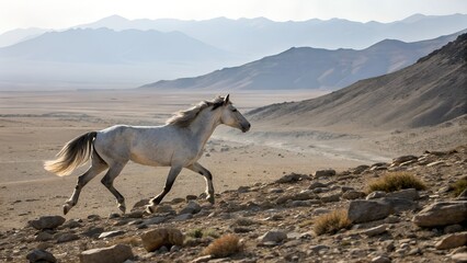 Unmol Horse Trotting Across Rocky Pakistani Hills
