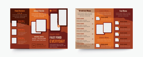 Fast food restaurant trifold brochure design template