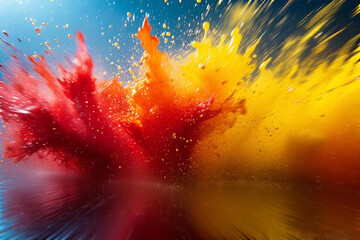 Vibrant Red and Yellow Paint Splatter Explosion 3.