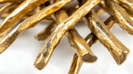 Textured golden abstract forms create a captivating and rich visual composition