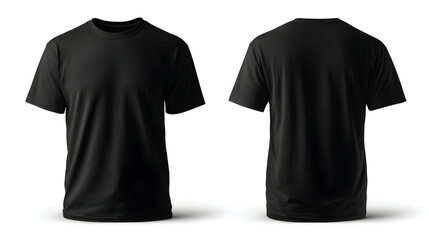 Versatile black crew neck t-shirt showcased from front and back on a bright white background.