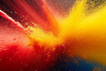 Vibrant Red and Yellow Powder Explosion Abstract Background.