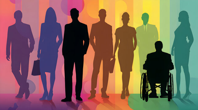 Vibrant illustration of diverse people representing equality and community spirit.