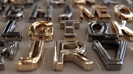 Alphabet letters, gold, and silver