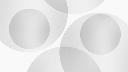 Transparent circle and semicircle shapes with a gray gradient on a clean white background, creating a minimalist overlapping pattern.Rough grain texture. 