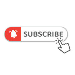 Subscribe web button with mouse hand. 3d shadow effect subscription vector icon.