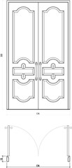 Element of Classic Double Door Architectural Drawing. Set 38