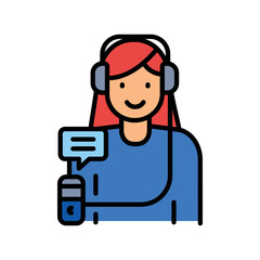 Audio Guide color line icon.