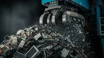 Industrial Machine Sorting Electronic Waste in Factory - Powered by Adobe