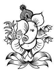 Hand-Drawn Ganesha Artwork - Cultural Hindu Deity Art | Artistic Lord Ganesha Sketch - Symbol of Wisdom and Prosperity | Spiritual Ganesha Line Drawing - Perfect for Prints and Decor