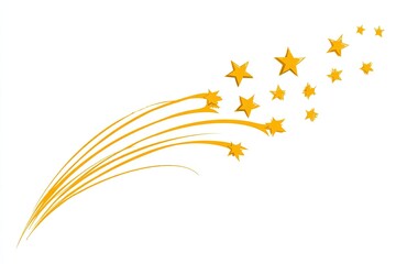 Golden Stars Streaking Across White Background