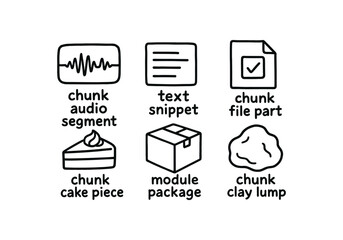 Fototapeta premium hand drawn cute out doodle style isolated chunk audio segment chunk tet snippet chunk file part chunk module package chunk cake piece chunk clay lump