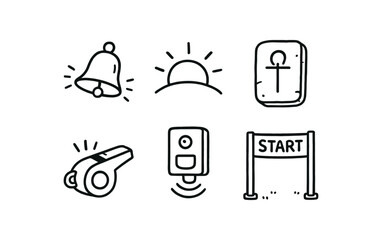 hand drawn cute out doodle style isolated beginning commencement bell beginning crest horizon beginning genesis tablet beginning kickoff whistle beginning threshold sensor beginning start