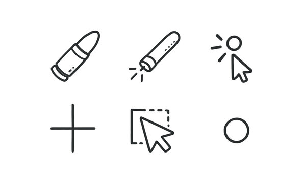 hand drawn cute out doodle style isolated point bullet tip point laser emitter point data cursor point alignment guide point selection tool point magnitude dot