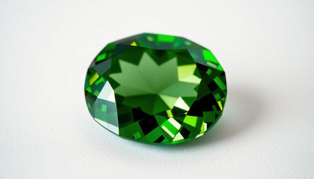 Green Diopside Gemstone &ndash; Faceted Natural Crystal-one