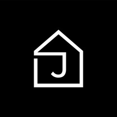 J letter home icon on black background