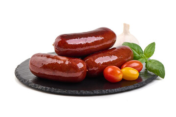 Grilled Sausages, isolated on white background