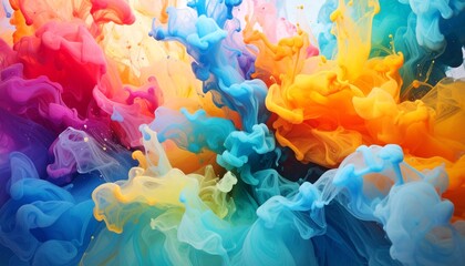 カラフルなインクが水中で溶け合うような幻想的アート