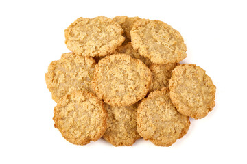 Oatmeal Cookies Pile, isolated on white background